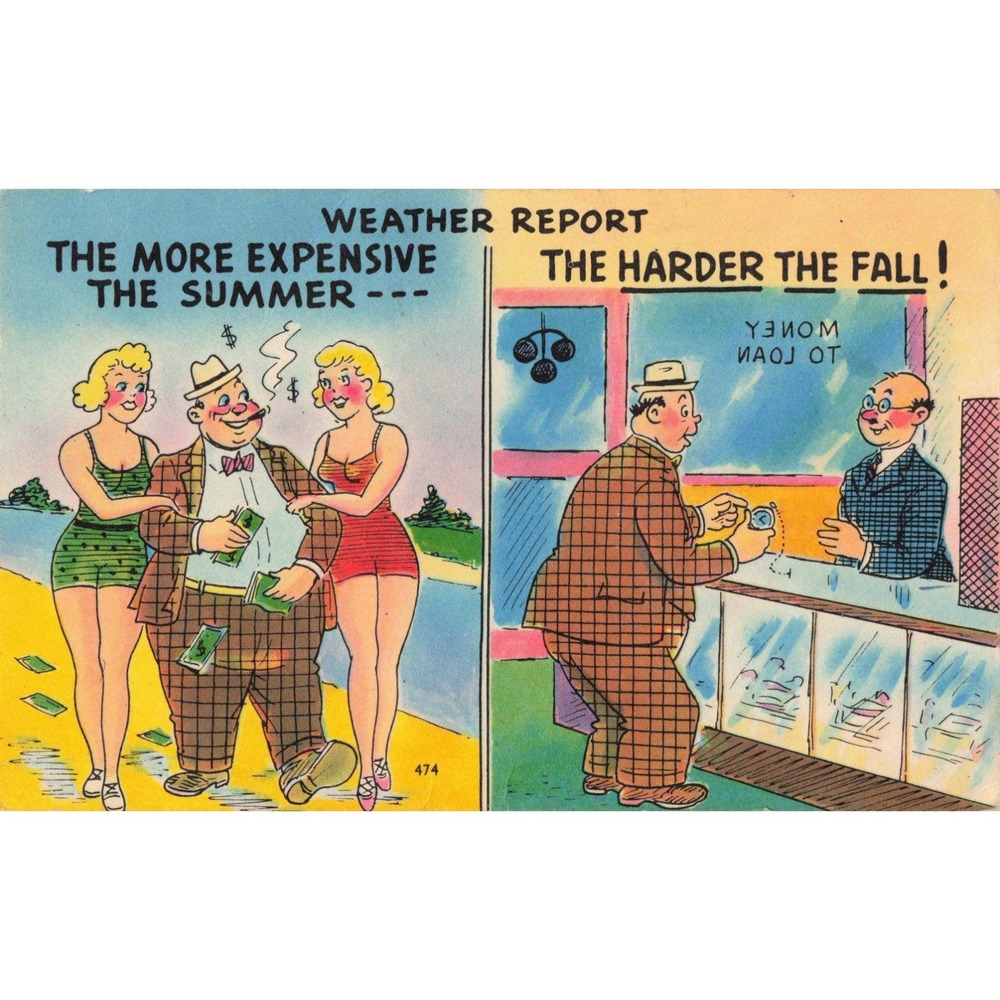 Vintage Weather Report Comic Linen Postcard 474 Colourpicture Humorous Satire - Picture 1 of 2